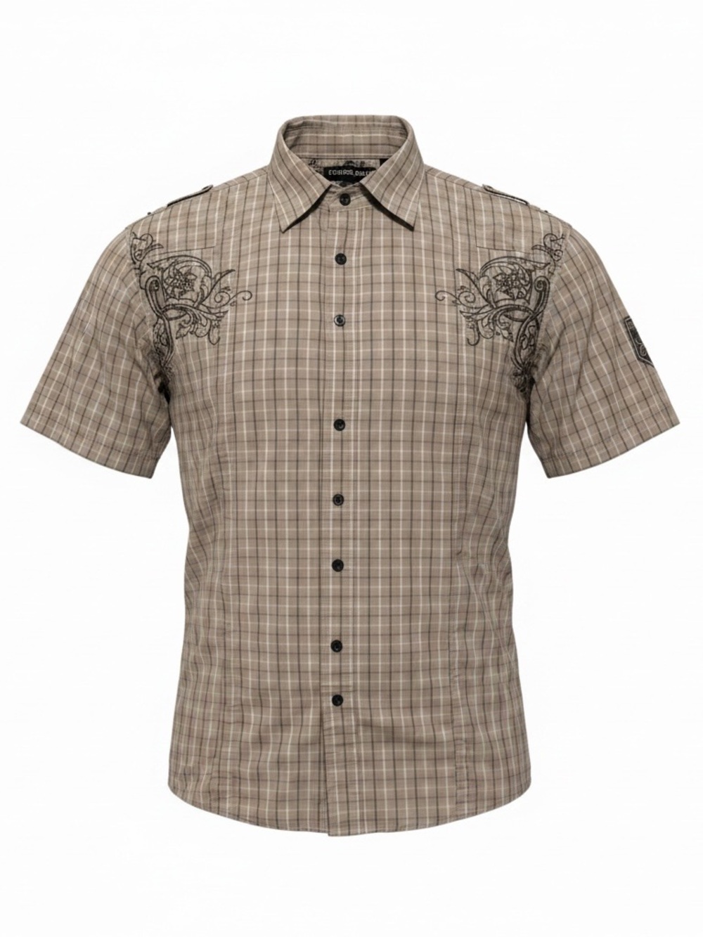 Vintage Y2K Indigo Star Affliction grunge style‎ embroider button up shirt large